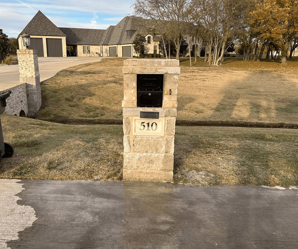 Professional brick mailbox repair in Frisco, TX with restored brickwork and mortar